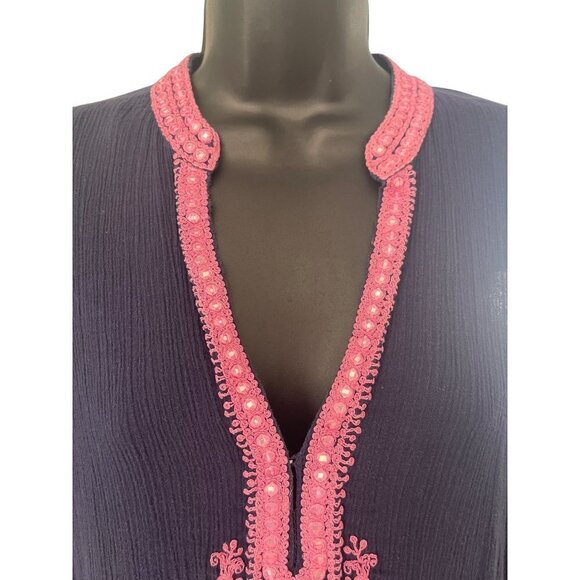 Sulu womens casual long embroidered trim top size 14 - Picture 2 of 8